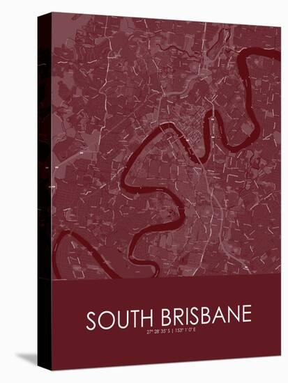 South Brisbane, Australia Red Map-null-Stretched Canvas