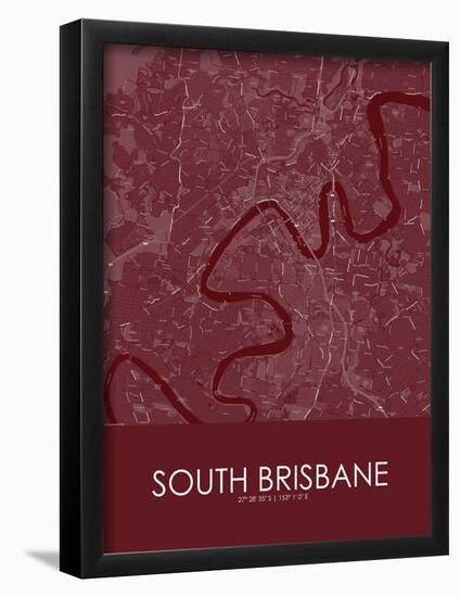South Brisbane, Australia Red Map-null-Framed Poster
