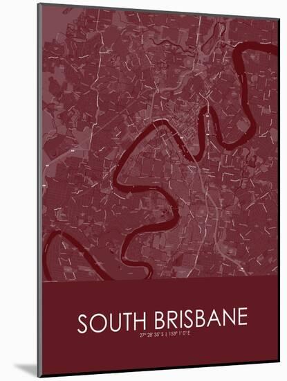 South Brisbane, Australia Red Map-null-Mounted Poster