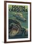 South Carolina - Alligators-Lantern Press-Framed Art Print