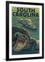 South Carolina - Alligators-Lantern Press-Framed Art Print