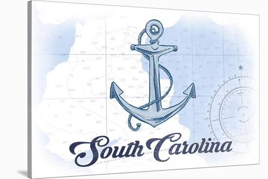 South Carolina - Anchor - Blue - Coastal Icon-Lantern Press-Stretched Canvas