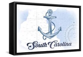South Carolina - Anchor - Blue - Coastal Icon-Lantern Press-Framed Stretched Canvas