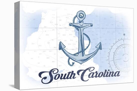 South Carolina - Anchor - Blue - Coastal Icon-Lantern Press-Stretched Canvas