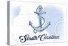 South Carolina - Anchor - Blue - Coastal Icon-Lantern Press-Stretched Canvas