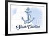 South Carolina - Anchor - Blue - Coastal Icon-Lantern Press-Framed Art Print