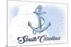 South Carolina - Anchor - Blue - Coastal Icon-Lantern Press-Mounted Art Print