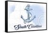 South Carolina - Anchor - Blue - Coastal Icon-Lantern Press-Framed Stretched Canvas