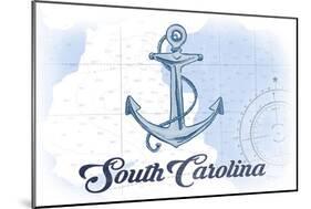South Carolina - Anchor - Blue - Coastal Icon-Lantern Press-Mounted Art Print