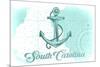 South Carolina - Anchor - Teal - Coastal Icon-Lantern Press-Mounted Art Print