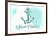 South Carolina - Anchor - Teal - Coastal Icon-Lantern Press-Framed Premium Giclee Print