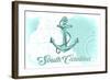 South Carolina - Anchor - Teal - Coastal Icon-Lantern Press-Framed Art Print