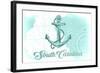 South Carolina - Anchor - Teal - Coastal Icon-Lantern Press-Framed Art Print