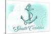 South Carolina - Anchor - Teal - Coastal Icon-Lantern Press-Stretched Canvas