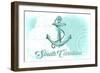 South Carolina - Anchor - Teal - Coastal Icon-Lantern Press-Framed Art Print