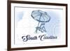 South Carolina - Beach Chair and Umbrella - Blue - Coastal Icon-Lantern Press-Framed Premium Giclee Print