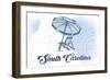 South Carolina - Beach Chair and Umbrella - Blue - Coastal Icon-Lantern Press-Framed Art Print