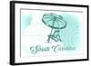 South Carolina - Beach Chair and Umbrella - Teal - Coastal Icon-Lantern Press-Framed Art Print