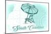 South Carolina - Beach Chair and Umbrella - Teal - Coastal Icon-Lantern Press-Mounted Art Print