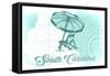 South Carolina - Beach Chair and Umbrella - Teal - Coastal Icon-Lantern Press-Framed Stretched Canvas