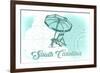 South Carolina - Beach Chair and Umbrella - Teal - Coastal Icon-Lantern Press-Framed Art Print
