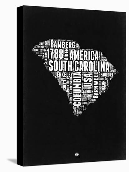 South Carolina Black and White Map-NaxArt-Stretched Canvas