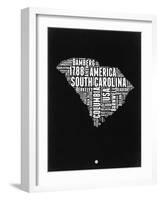 South Carolina Black and White Map-NaxArt-Framed Art Print