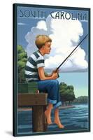 South Carolina - Boy Fishing-Lantern Press-Stretched Canvas