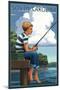 South Carolina - Boy Fishing-Lantern Press-Mounted Art Print