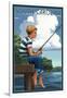 South Carolina - Boy Fishing-Lantern Press-Framed Art Print