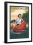 South Carolina - Canoers on Lake-Lantern Press-Framed Art Print