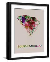 South Carolina Color Splatter Map-NaxArt-Framed Art Print