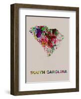 South Carolina Color Splatter Map-NaxArt-Framed Art Print