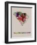 South Carolina Color Splatter Map-NaxArt-Framed Art Print