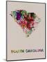 South Carolina Color Splatter Map-NaxArt-Mounted Art Print