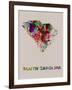 South Carolina Color Splatter Map-NaxArt-Framed Art Print