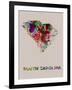 South Carolina Color Splatter Map-NaxArt-Framed Art Print