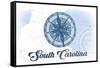 South Carolina - Compass - Blue - Coastal Icon-Lantern Press-Framed Stretched Canvas