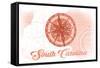 South Carolina - Compass - Coral - Coastal Icon-Lantern Press-Framed Stretched Canvas