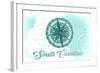 South Carolina - Compass - Teal - Coastal Icon-Lantern Press-Framed Art Print