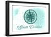 South Carolina - Compass - Teal - Coastal Icon-Lantern Press-Framed Art Print