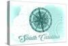 South Carolina - Compass - Teal - Coastal Icon-Lantern Press-Stretched Canvas