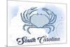South Carolina - Crab - Blue - Coastal Icon-Lantern Press-Mounted Art Print