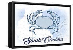 South Carolina - Crab - Blue - Coastal Icon-Lantern Press-Framed Stretched Canvas