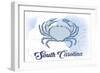 South Carolina - Crab - Blue - Coastal Icon-Lantern Press-Framed Art Print