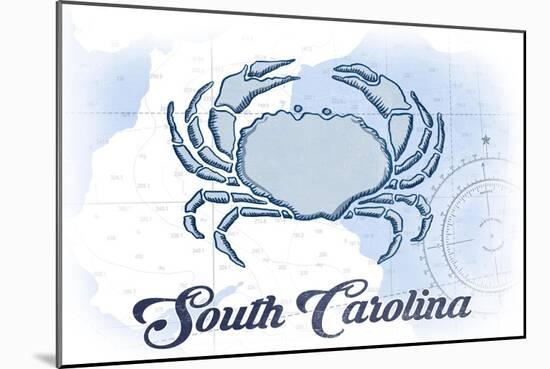 South Carolina - Crab - Blue - Coastal Icon-Lantern Press-Mounted Art Print