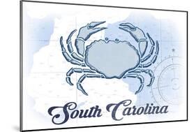 South Carolina - Crab - Blue - Coastal Icon-Lantern Press-Mounted Art Print