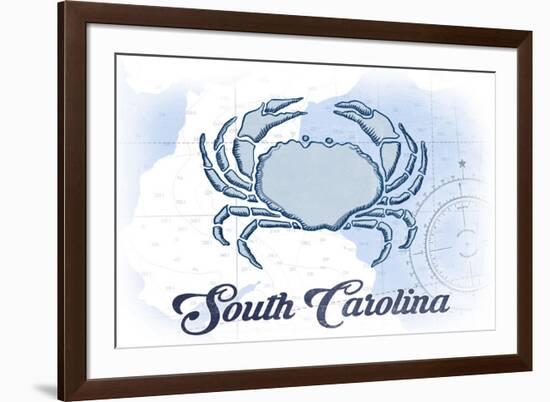 South Carolina - Crab - Blue - Coastal Icon-Lantern Press-Framed Premium Giclee Print