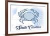 South Carolina - Crab - Blue - Coastal Icon-Lantern Press-Framed Premium Giclee Print