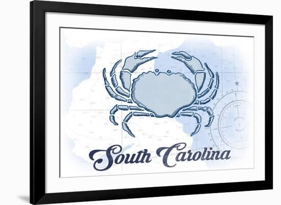 South Carolina - Crab - Blue - Coastal Icon-Lantern Press-Framed Premium Giclee Print